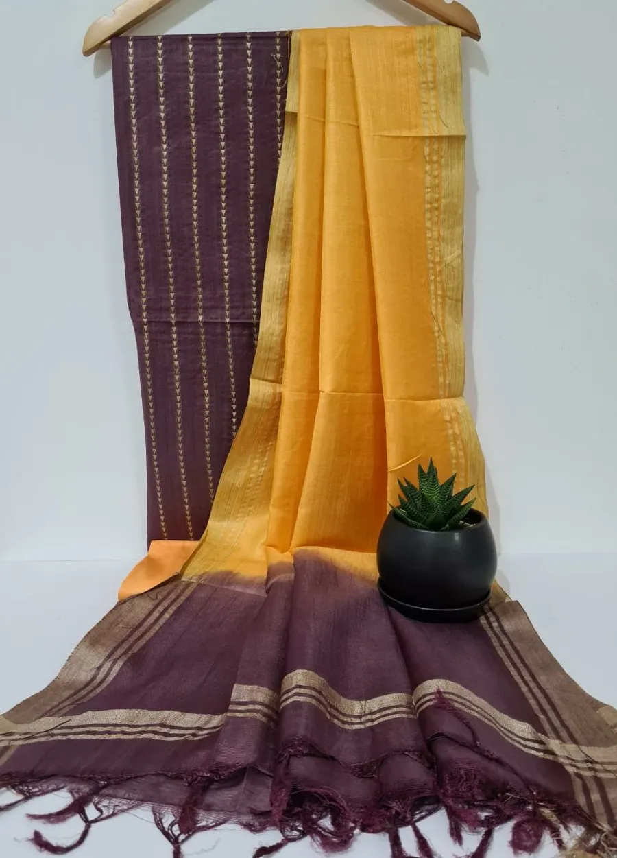 Beautifully Crafted Semi Tusser Bhagalpuri Suits Collection